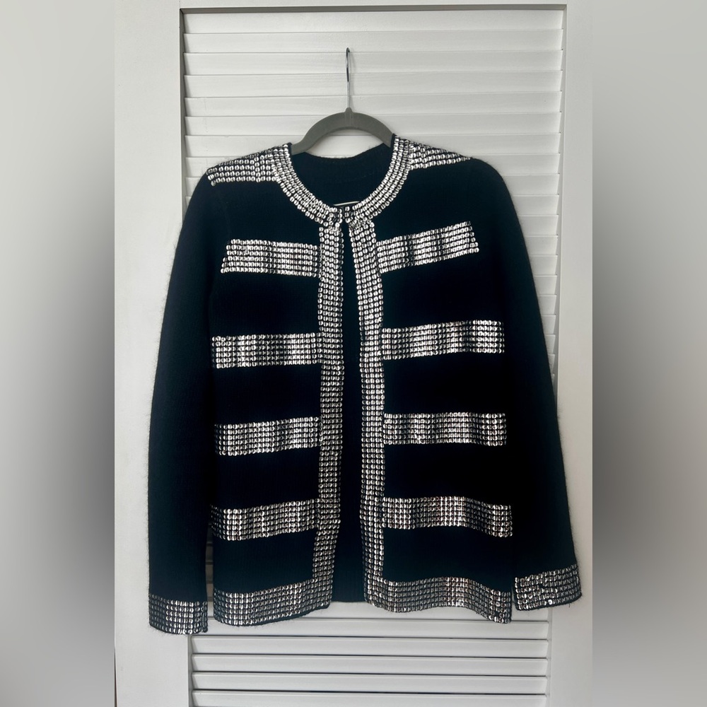 Black and Silver Embellished Cardigan